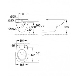 Grohe Bau Ceramic Cuvette WC suspendue, Blanc alpin (39427000)