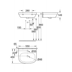 Euro Ceramic Lavabo suspendu 55cm (39336000)