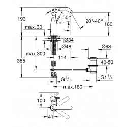 Grohe Essence Mitigeur monocommande Lavabo Taille M - (23462BE1 )Nickel