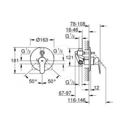 Grohe BauEdge Mitigeur Bain/Douche, avec levier, Chrome (MitigeurBD3)