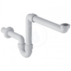 Geberit Siphon en tube coudé pour lavabo, modèle gain de place, sortie horizontale, Blanc alpin (151.107.11.1)