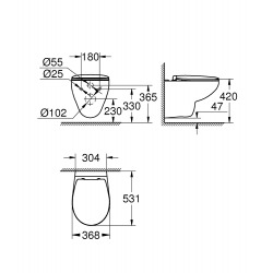 Grohe Bau Ceramic WC suspendu sans bride, blanc alpin (39351000)