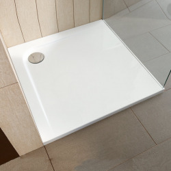 Receveur de douche ultra plat carré 800 x 800 mm traitement Ideal Grip, blanc - K5172YK