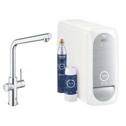 Grohe Blue Home Kit de démarrage avec mitigeur de cuisine bec en L, chrome (31454001)