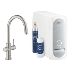 Grohe Blue Home Kit de démarrage Mitigeur bec C Supersteel (31541DC0)