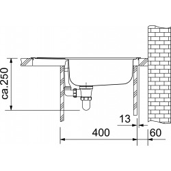 EUROSTAR - évier Acier inoxydable ETN611-58, 580x510 mm + siphon (101.0286.108)