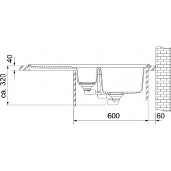 Franke Impact Fragranit évier IMG 651, 970x500 mm, avec égouttoir, graphite (114.0250.502)