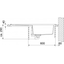 Franke PEBEL - PBG 611,  970x500 mm évier en artic blanc avec bouton rotatif (114.0286.312)