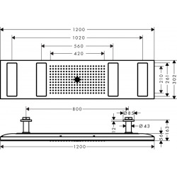 ShowerHeaven 1200 x 300 4jet avec éclairage 3700 K (10629000)