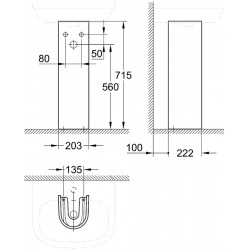 Euro Ceramic Colonne pour lavabo suspendu, blanc alpin (39202000)