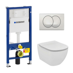 Geberit Pack WC Geberit duofix UP100 + Cuvette Ideal Standard Tesi Aquablade + Plaque de commande Delta20 Blanche