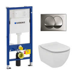 Geberit Pack WC Geberit duofix UP100 + Cuvette Ideal Standard Tesi Aquablade + Plaque de commande Delta20 Chrome