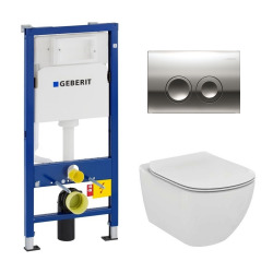 Geberit Pack WC Geberit duofix UP100 + Cuvette Ideal Standard Tesi Aquablade + Plaque de commande Delta21 chrome