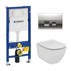 Geberit Pack WC Geberit duofix UP100 + Cuvette Ideal Standard Tesi Aquablade + Plaque de commande Delta50 chrome