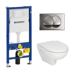 Geberit Pack WC Geberit duofix UP100 + Cuvette Jika (groupe Roca-Laufen) + Plaque de commande Delta20 chrome