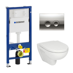 Geberit Pack WC Geberit duofix UP100 + Cuvette Jika (groupe Roca-Laufen) + Plaque de commande Delta21 chrome