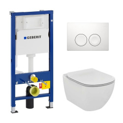 Pack WC Geberit duofix UP100 + Cuvette Ideal Standard Tesi Aquablade + Plaque de commande Delta21 blanche