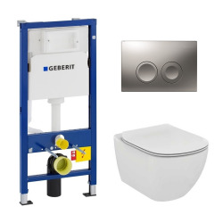 Pack WC Geberit duofix UP100 + Cuvette Ideal Standard Tesi Aquablade + Plaque de commande Delta21 chrome mat