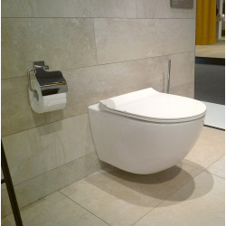 Pack WC GEBERIT DuofixBasic + VITRA Cuvette SENTO avec abattant softclose + Plaque de commande Delta 50 blanc