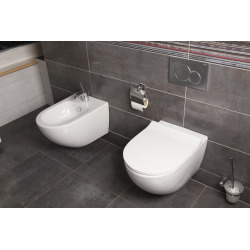 Pack WC GEBERIT DuofixBasic + VITRA Cuvette sans bride SENTO avec abattant softclose + Plaque de commande Delta 50 chrome