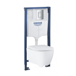 Pack WC Rapid SL GROHE + Cuvette Grohe Essence rimless + Plaque de commande Grohe Skate Chrome (GROHE-ESSENCE)