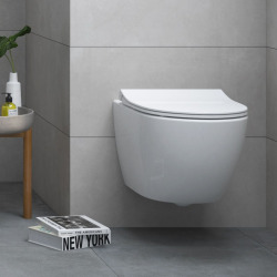 Rapid SL + Sento Rim-Ex Wall-Hung Wc Pan + soft close seat + Flush plate + Pad damping sound (Autoportantsento)