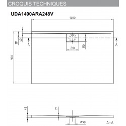 Receveur Architectura Metalrim, 120 x 90, blanc, adherence elevee / classe B / PN18, 1,5