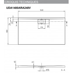 Receveur Architectura Metalrim, 120 x 90, blanc, adherence elevee / classe B / PN18, 1,5