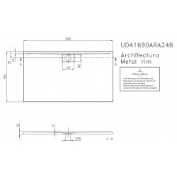 Receveur Architectura Metalrim, 120 x 90, blanc, adherence elevee / classe B / PN18, 1,5