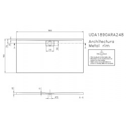 Receveur Architectura Metalrim, 120 x 90, blanc, adherence elevee / classe B / PN18, 1,5