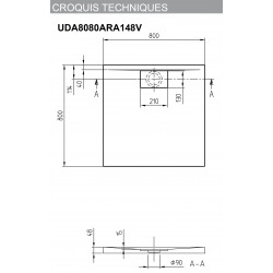 Receveur Architectura Metalrim, 120 x 90, blanc, adherence elevee / classe B / PN18, 1,5