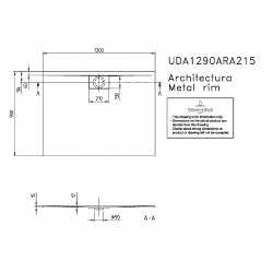 Receveur Architectura Metalrim, 1200 x 900 x 15 mm, blanc (UDA1290ARA215V-01)