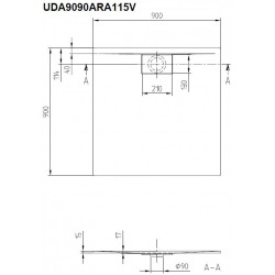 Receveur Architectura Metalrim, 1200 x 900 x 15 mm, blanc (UDA1290ARA215V-01)