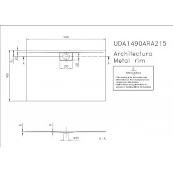 Receveur Architectura Metalrim, 1200 x 900 x 15 mm, blanc (UDA1290ARA215V-01)