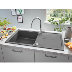 Grohe K400 Evier de Cuisine avec Egouttoir Quartz Gris Granite 980 x 480 (31641AT0)