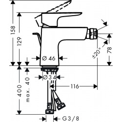 Talis E Mitigeur bidet noir mat, avec tirette et vidage (71720670)