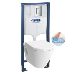 Pack WC Rapid SL GROHE + VITRA Cuvette S50 avec abattant softclose + Plaque de commande Grohe Skate Chrome (GROHE-S50)