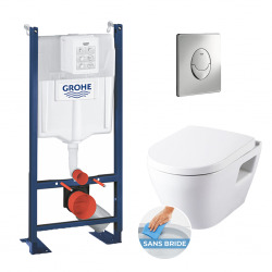 Pack WC Rapid SL autoportant + cuvette SM26 sans bride + plaque Skate Air chrome (ProjectSM26-2)