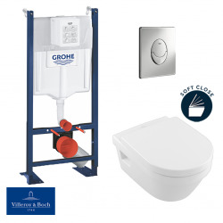 Pack WC Rapid SL autoportant + cuvette Villeroy&Boch Architectura + plaque Skate Air chrome (ProjectArchitectura-2)