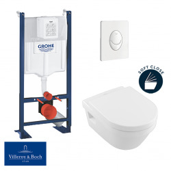 Pack WC Rapid SL autoportant + cuvette Villeroy&Boch Architectura + plaque Skate Air blanche (ProjectArchitectura-3)