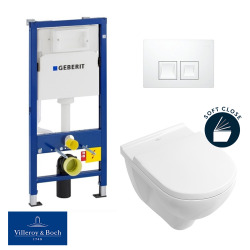 / Villeroy & Boch pack bâti-support UP100 + plaque Delta50 blanche + cuvette O.Novo + abattant softclose  (O.NovoGeberit1)