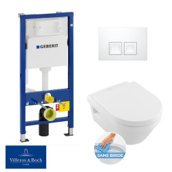 bâti-support UP100 + plaque Delta50 + cuvette Villeroy & Boch Architectura sans bride + abattant softclose (ArchiRimlessGeb1)