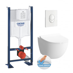 Pack WC Rapid SL autoportant + cuvette Vitra Sento sans bride + plaque Skate Air blanche (ProjectSento-3)