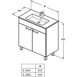 Meuble Ulysse 60 cm et lavabo-plan, blanc laqué (E3255WG)