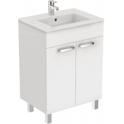 Meuble Ulysse 60 cm et lavabo-plan, blanc laqué (E3255WG)