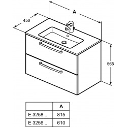 Meuble suspendu 80 cm Ulysse et lavabo-plan, blanc laqué (E3258WG)