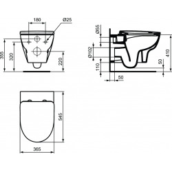 Pack WC suspendu sans bride Okyris + abattant softclose, blanc (P099801)