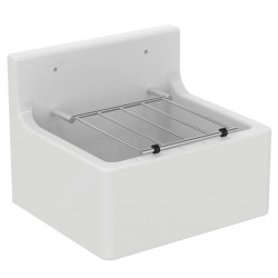 Poste d'eau 46 x 38 cm avec grille porte seau, blanc (S593901)