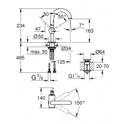 Atrio Mitigeur monocommande Lavabo Taille M, Supersteel (32043DC3)