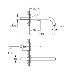 Atrio Mitigeur monocommande 2 trous lavabo, Chromé